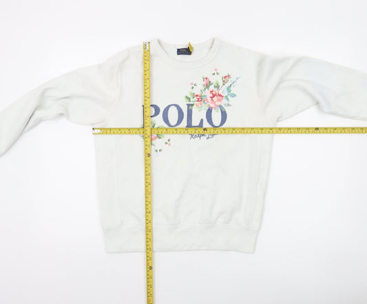 Polo Ralph Lauren Women's White Floral Logo Sweatshirt Size S