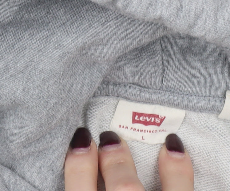 Levi's Mens Grey Hoodie Large Pullover Logo Cotton Sweatshirt