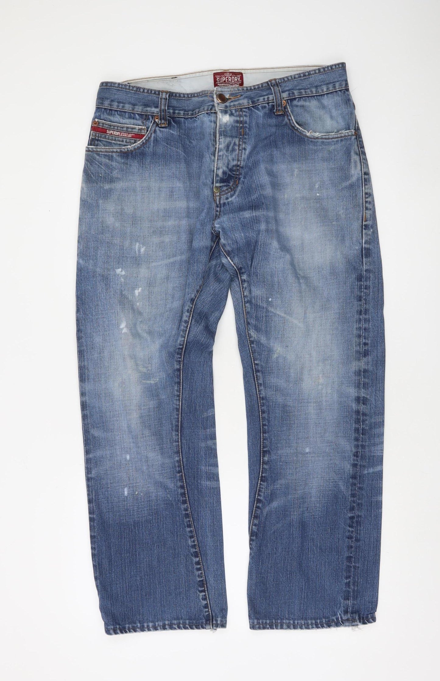 Superdry Men's Blue 34 Regular Fit Straight Denim Jeans