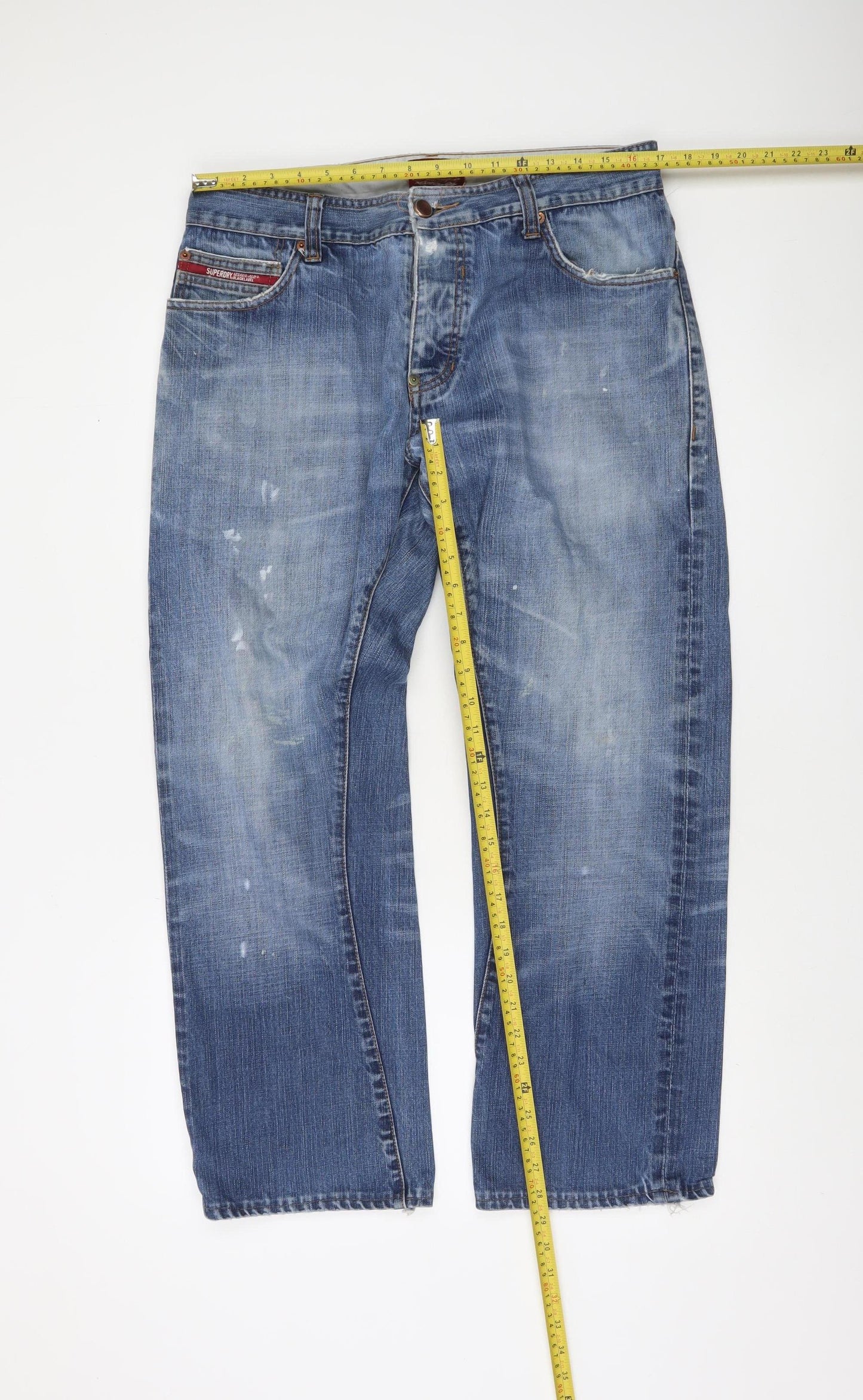 Superdry Men's Blue 34 Regular Fit Straight Denim Jeans