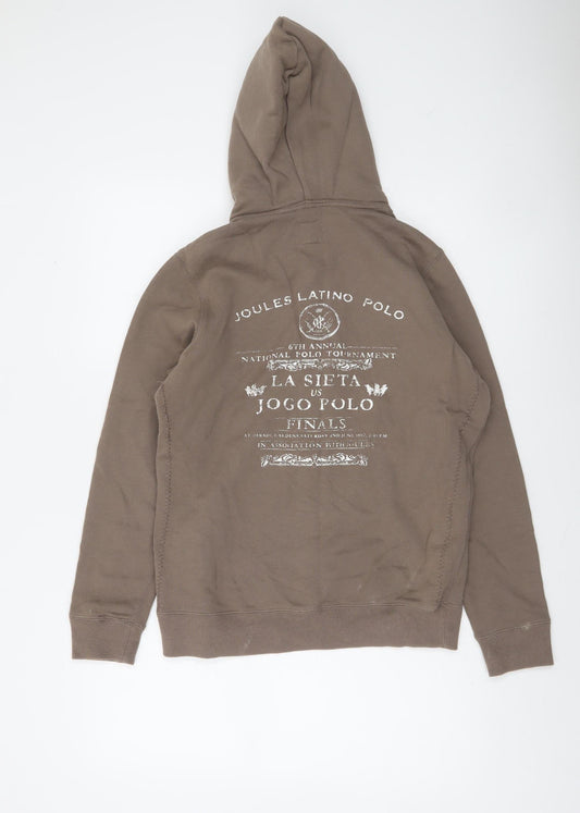 Joules Women’s Brown Full Zip Hoodie Size 12 Classic Fit Polo Print