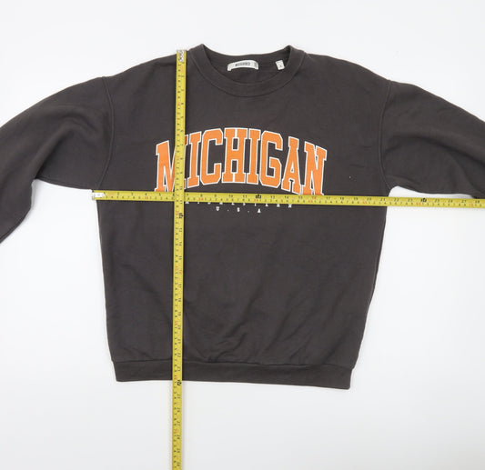 Missguided Women Black Michigan Graphic Pullover Sweatshirt Size S