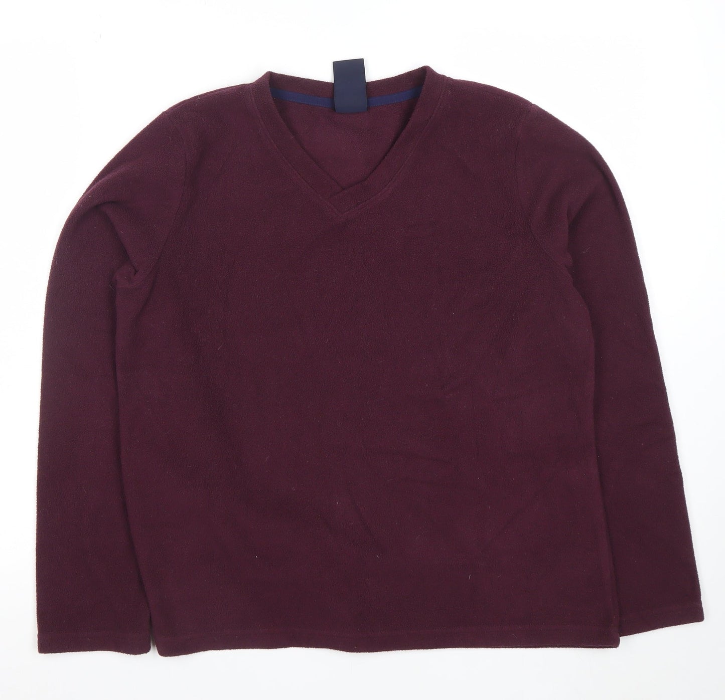 Lands' End Women's Petite Burgundy Fleece V-Neck Pullover Sweatshirt Size S