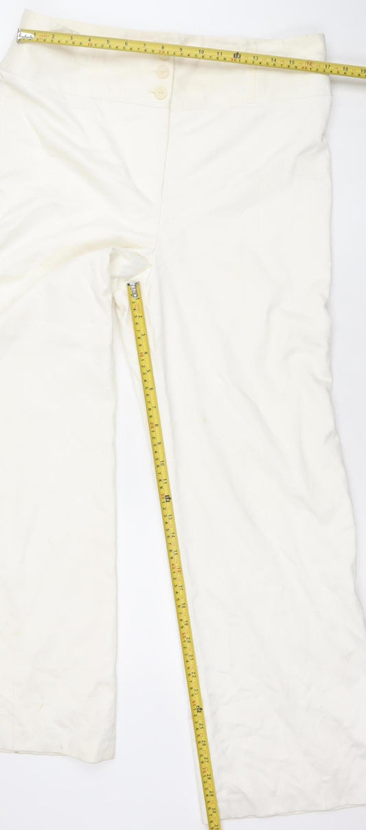 Principles Women’s Ivory Wide-Leg Trousers Size 16 Polyester Viscose Blend