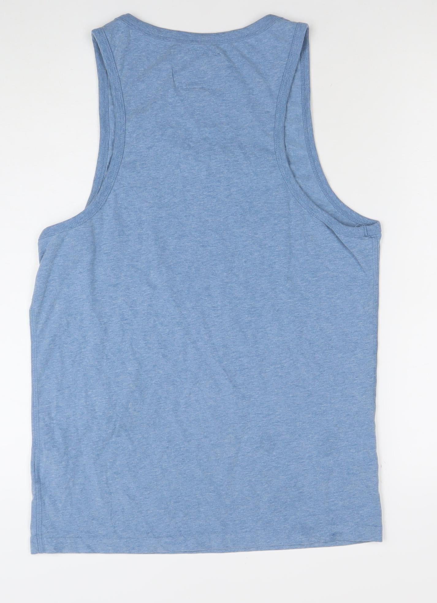 Superdry Men's Blue Sleeveless Classic Tank Top Size L Cotton Blend