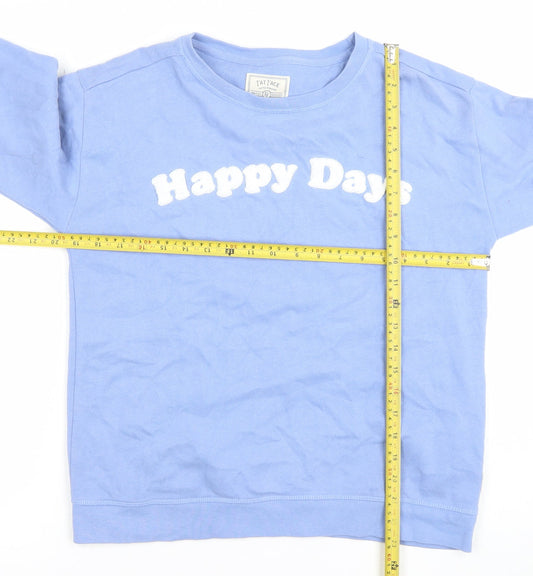 Fat Face Women Blue Happy Days Cotton Sweatshirt UK 8 Regular Fit