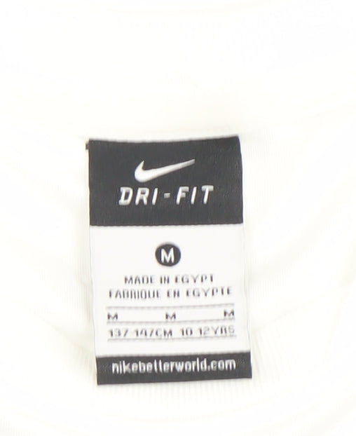 Nike Boys White Football Dri-Fit Short Sleeve Jersey T-Shirt 10-12 Years