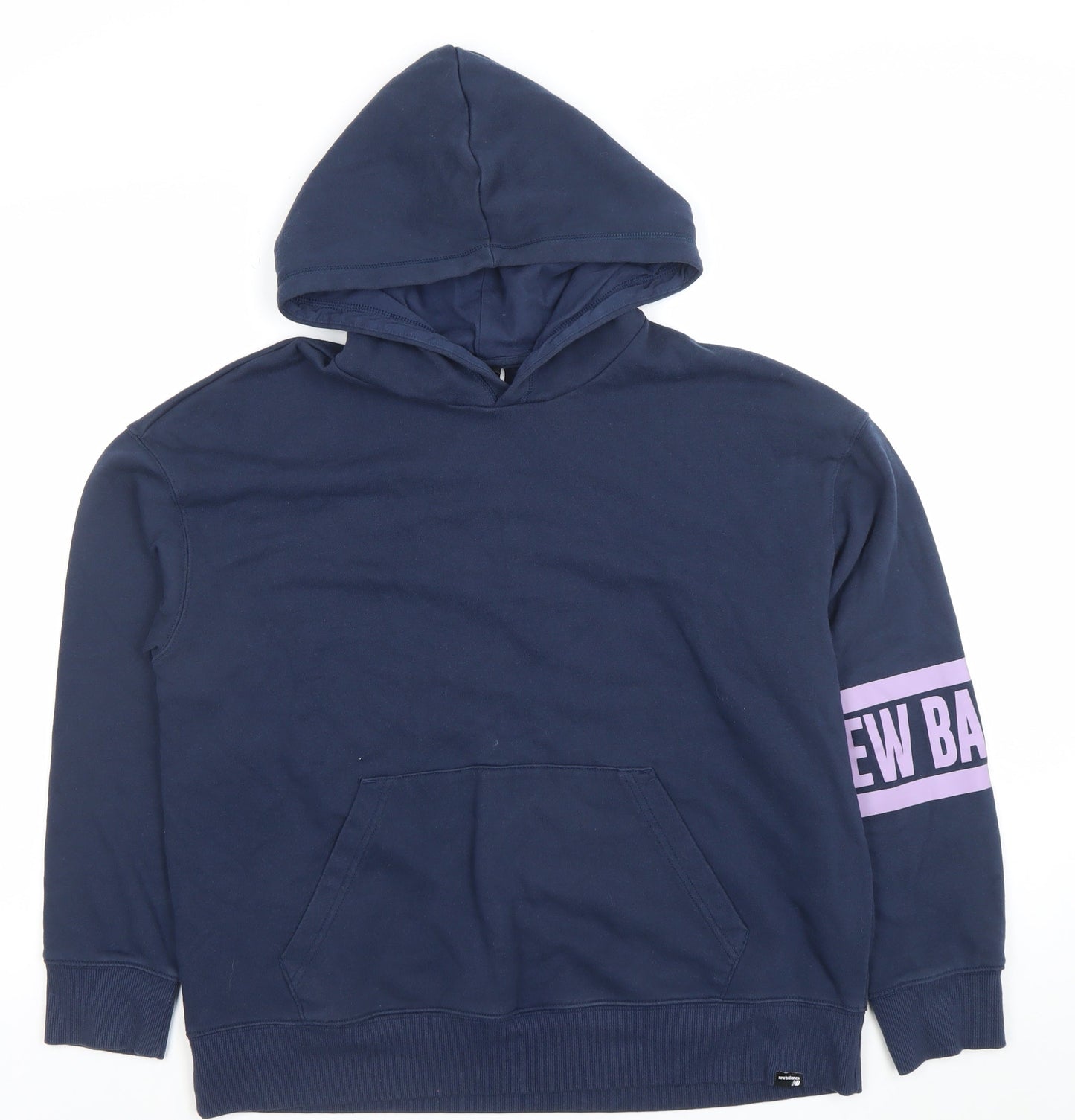 New Balance Women Navy Blue Pullover Hoodie L Cotton Blend