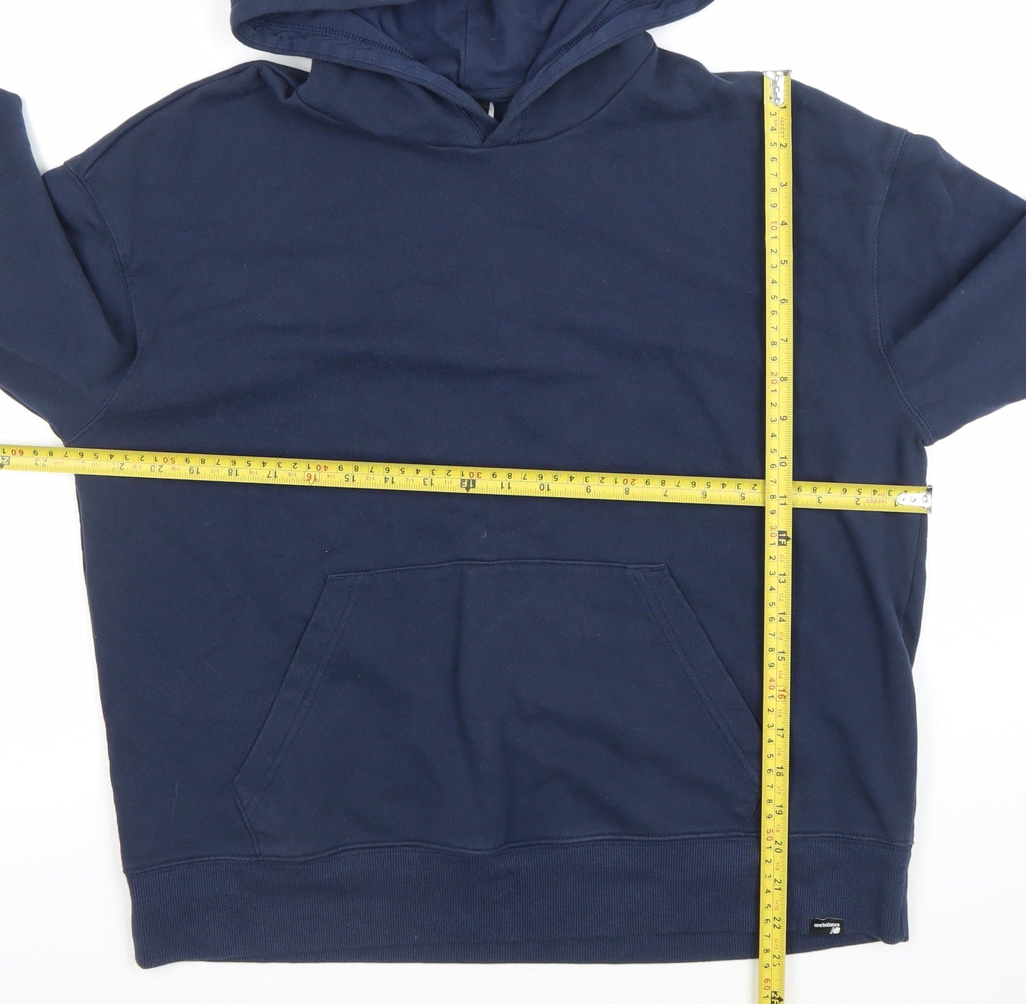 New Balance Women Navy Blue Pullover Hoodie L Cotton Blend