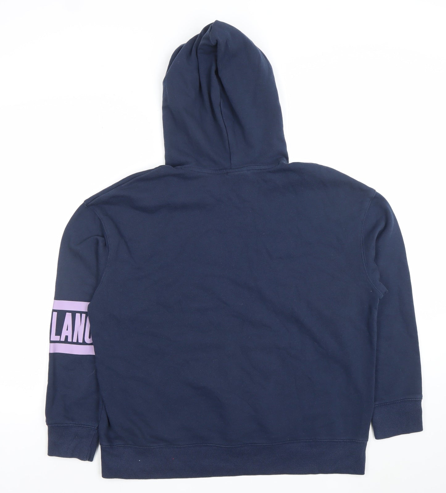 New Balance Women Navy Blue Pullover Hoodie L Cotton Blend