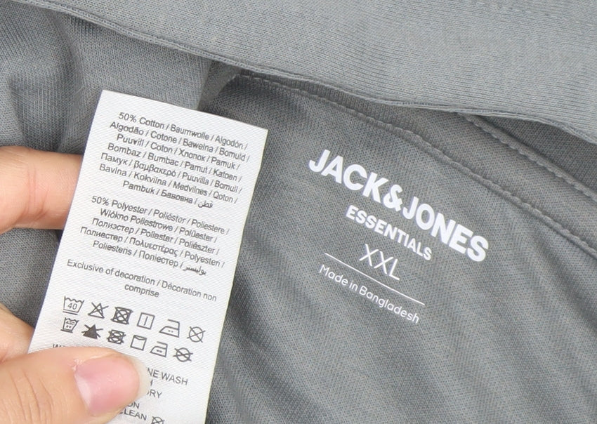 Jack & Jones Mens Grey 2XL Pullover Hoodie Sweatshirt