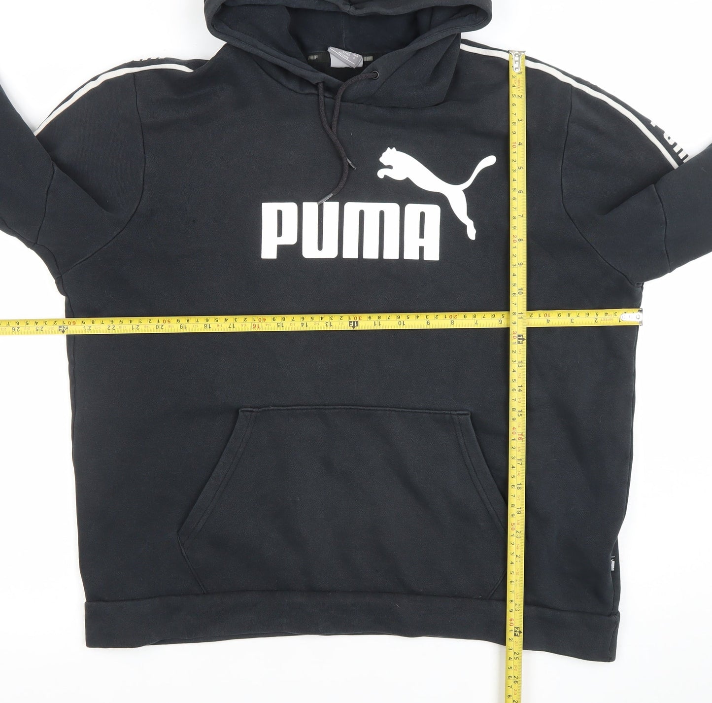 Puma Men's Black L Logo Pullover Hoodie Sweatshirt