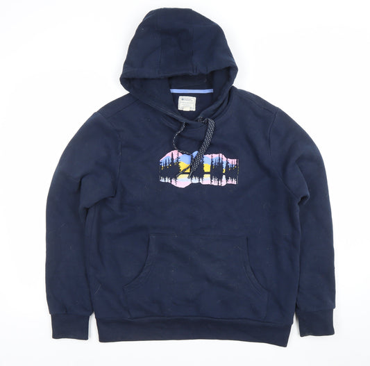 Mountain Warehouse Women Navy Hoodie UK 12 Pullover Cotton Blend Graphic Print