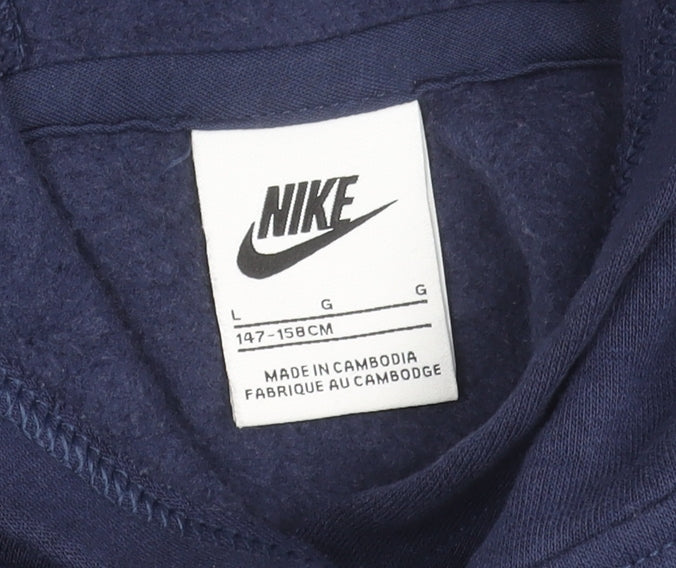 Nike Boys Blue Pullover Hoodie Large 147-158cm Cotton Blend Sportswear