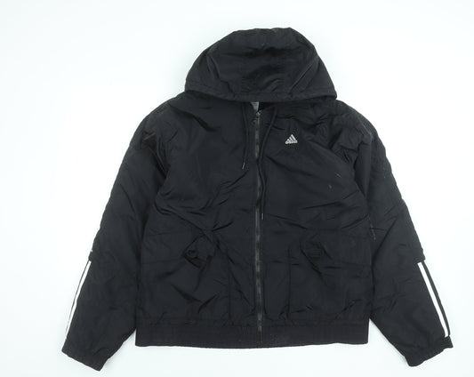 Adidas Men's Black Puffer Jacket M Hooded Full Zip Winter Coat