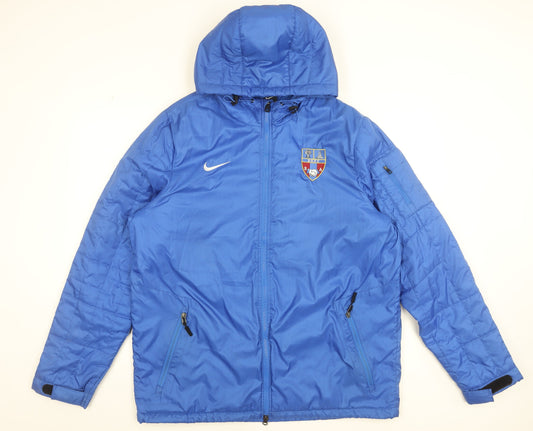 Nike Men's Blue XL Hooded Puffer Jacket Sports Coat