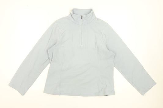 Lands' End Women Blue 6-8 Pullover Fleece Sweatshirt 1/2 Zip