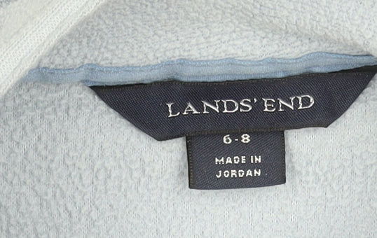 Lands' End Women Blue 6-8 Pullover Fleece Sweatshirt 1/2 Zip