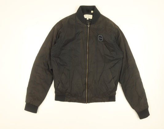 Jack Wills Men's Black Bomber Jacket Size S Cotton Blend Zip Up