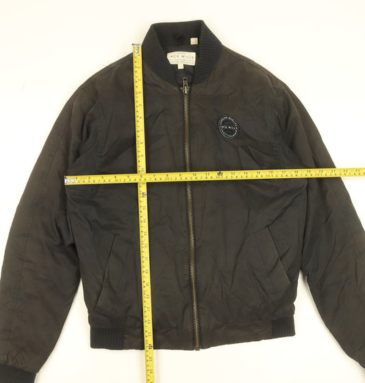 Jack Wills Men's Black Bomber Jacket Size S Cotton Blend Zip Up