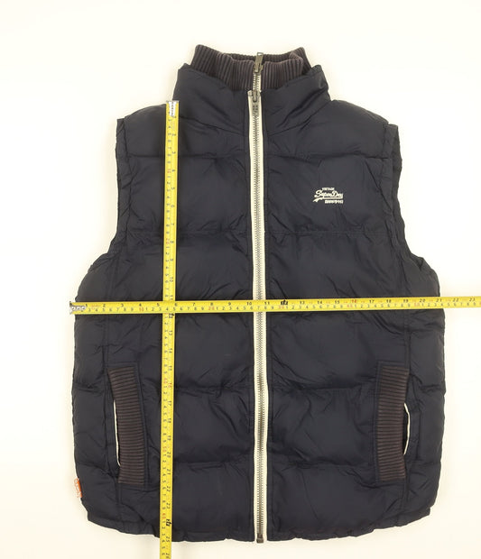 Superdry Men's Blue Puffer Waistcoat L Lined Zip Casual Gilet