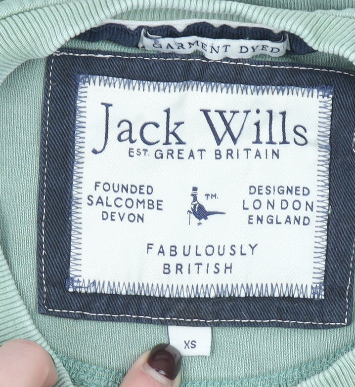 Jack Wills Mens Green XS Crew Neck Cotton Sweatshirt