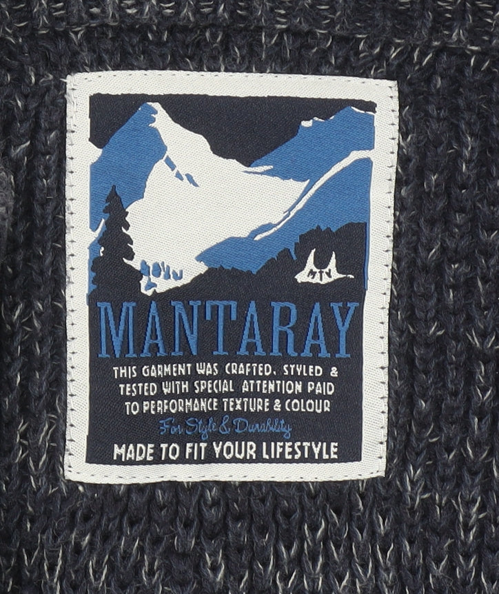 Additional view of Mantaray Men’s Blue Cotton Full Zip Chunky Knit Jumper, size S