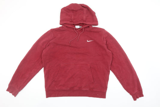 Nike Men's Red Pullover Hoodie M Regular Fit Fleece Sportswear