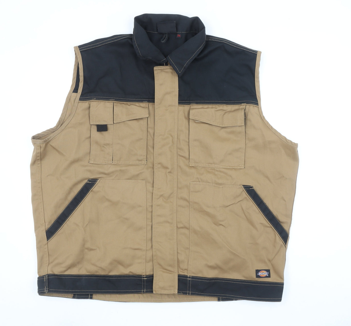 Dickies Men's Brown 2XL Workwear Bodywarmer Waistcoat with Zip Pockets