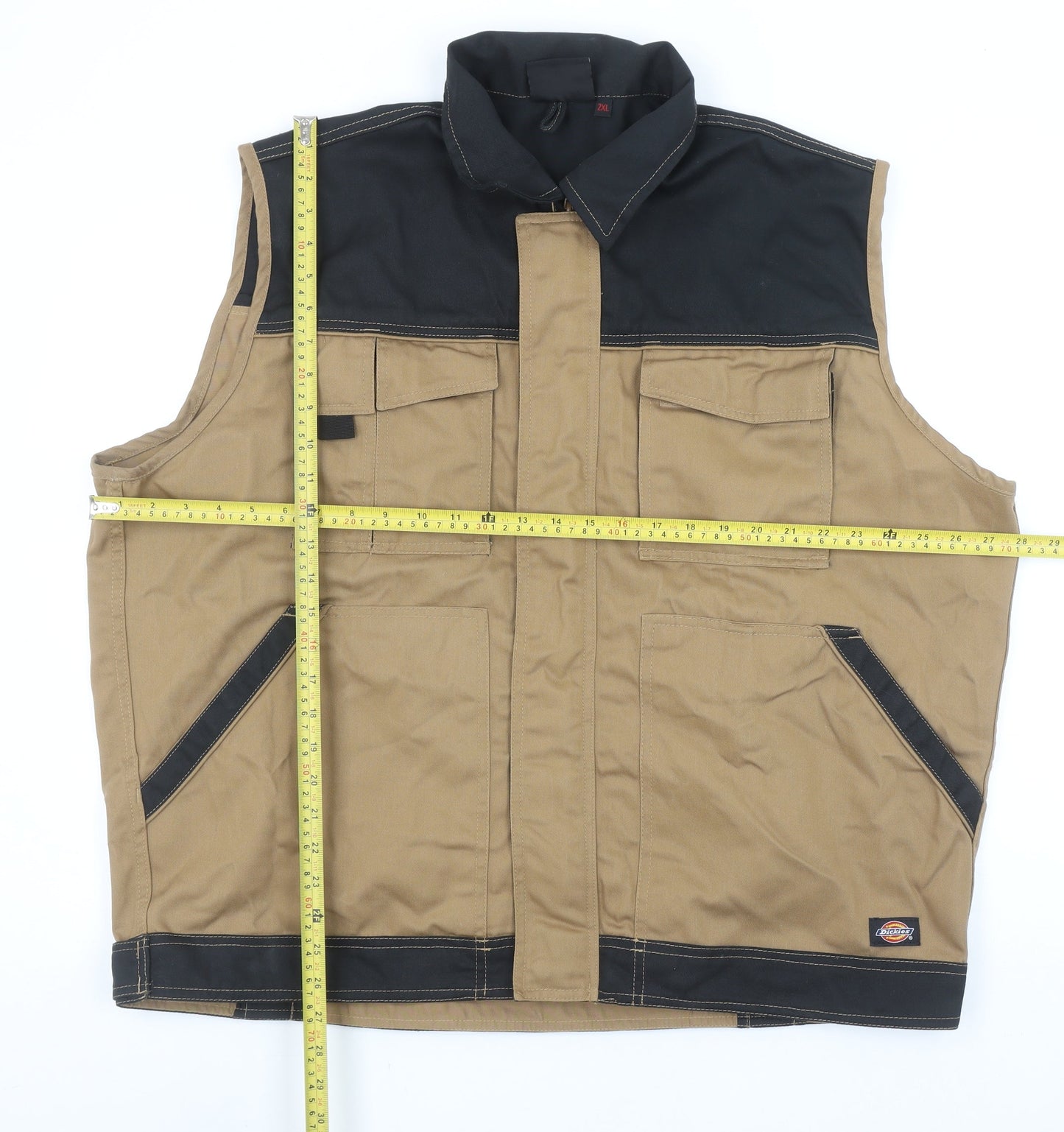 Dickies Men's Brown 2XL Workwear Bodywarmer Waistcoat with Zip Pockets