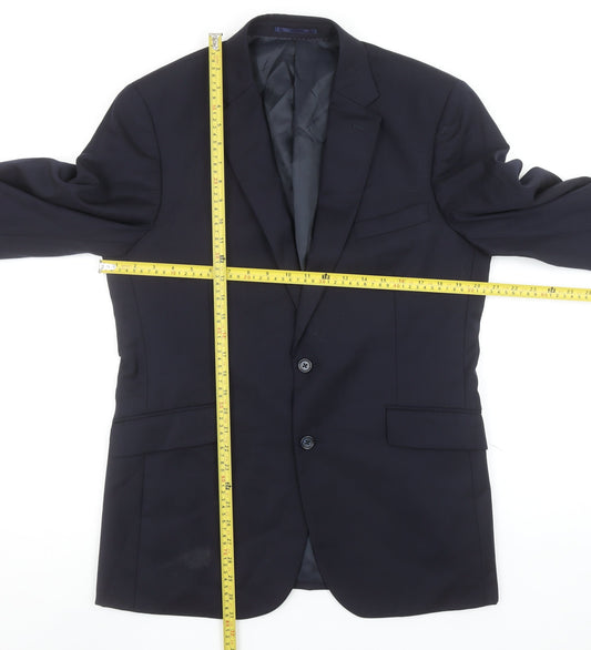 Brook Taverner Men's Navy Blue Wool 38R Two-Button Blazer Jacket