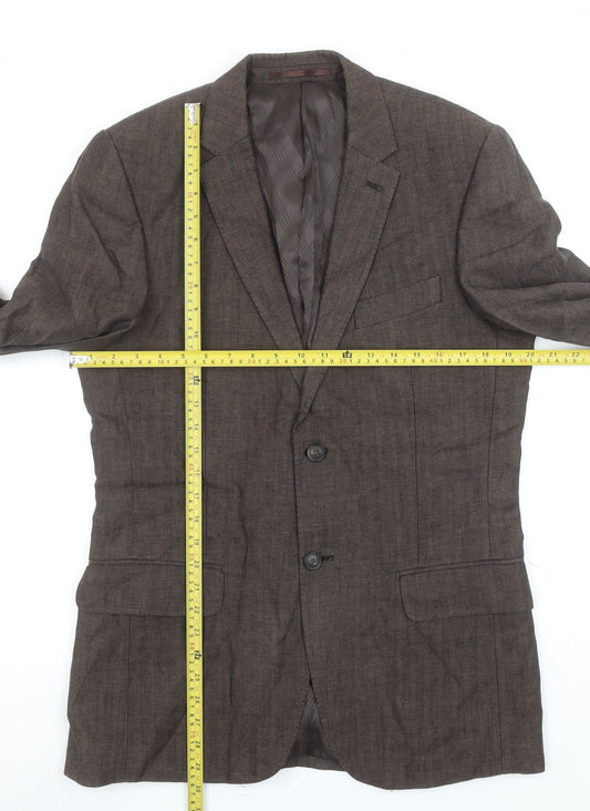 Jeff Banks Men Brown 38R Classic Wool Blend Two Button Blazer