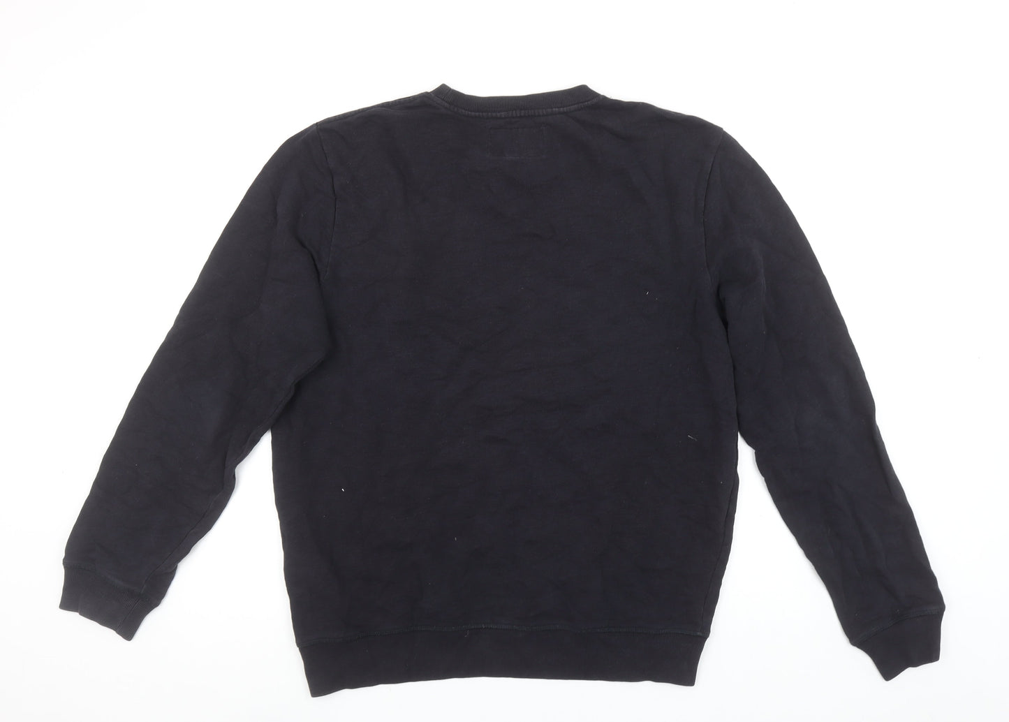 AllSaints Men's Black Medium Crew Neck Cotton Sweatshirt