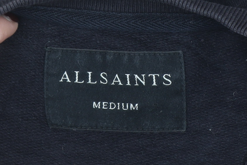 AllSaints Men's Black Medium Crew Neck Cotton Sweatshirt