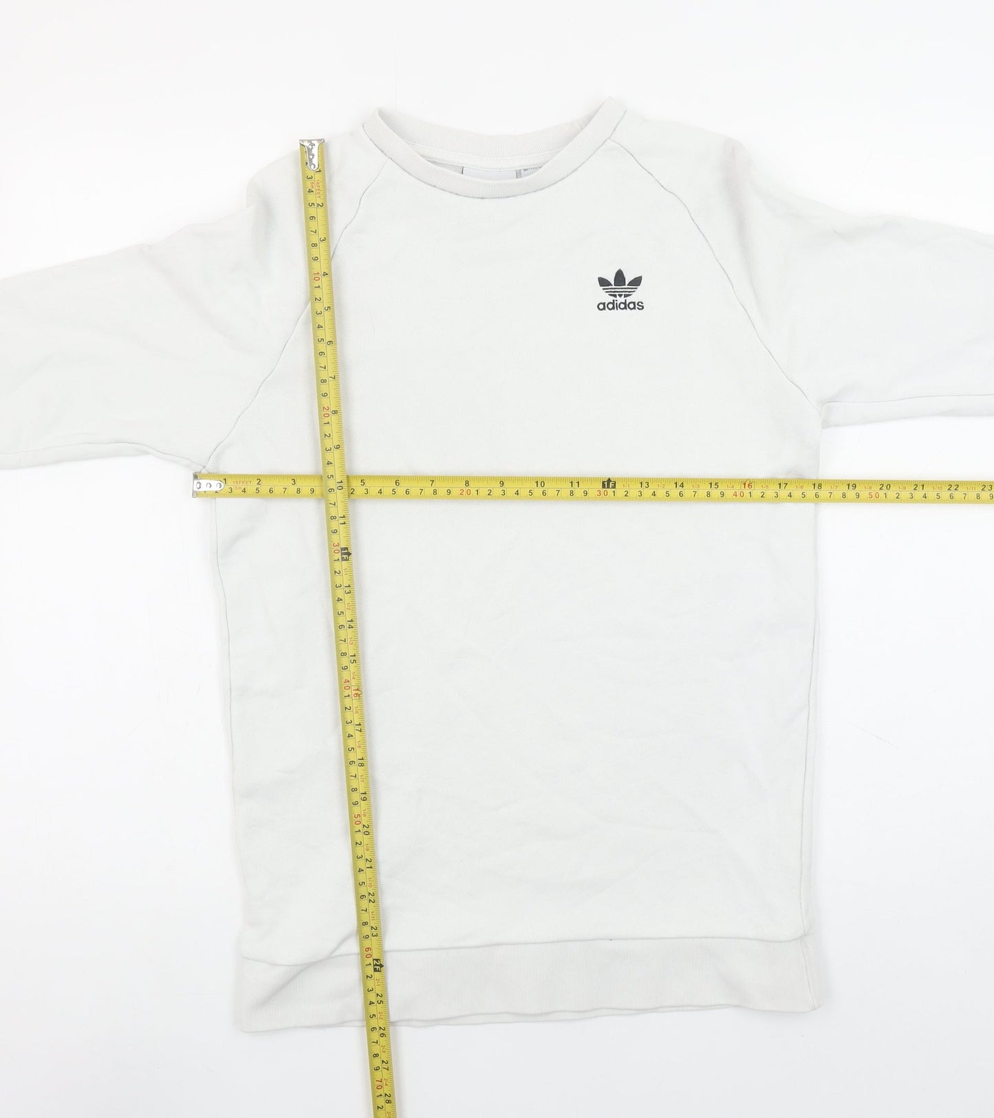 adidas Men’s White XS Crew Neck Pullover Sweatshirt with Logo