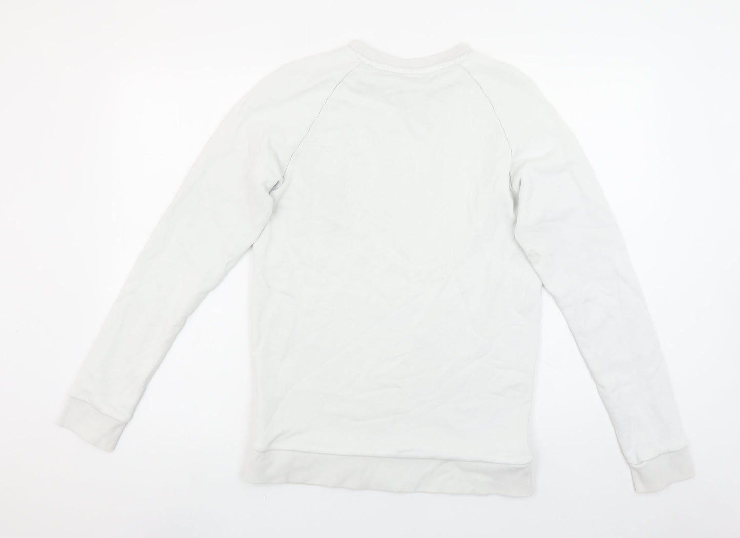 adidas Men’s White XS Crew Neck Pullover Sweatshirt with Logo