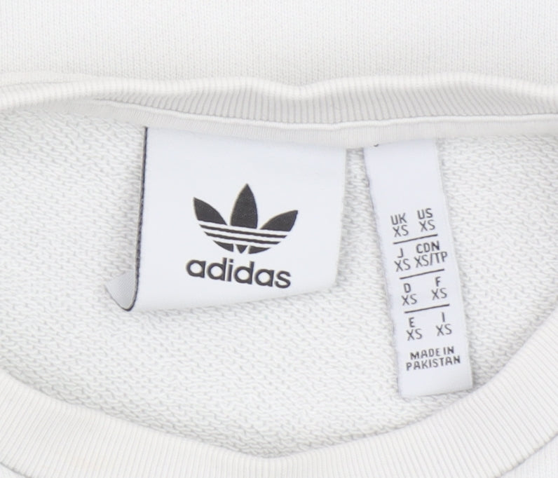 adidas Men’s White XS Crew Neck Pullover Sweatshirt with Logo