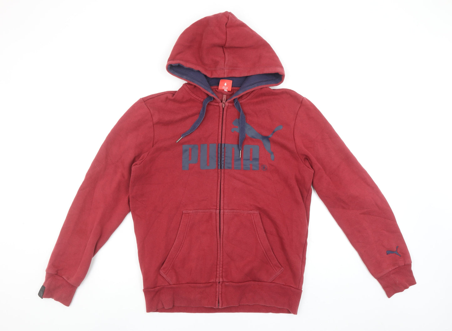 Puma Men's Red Full Zip Hoodie Sweatshirt Size L Cotton Blend