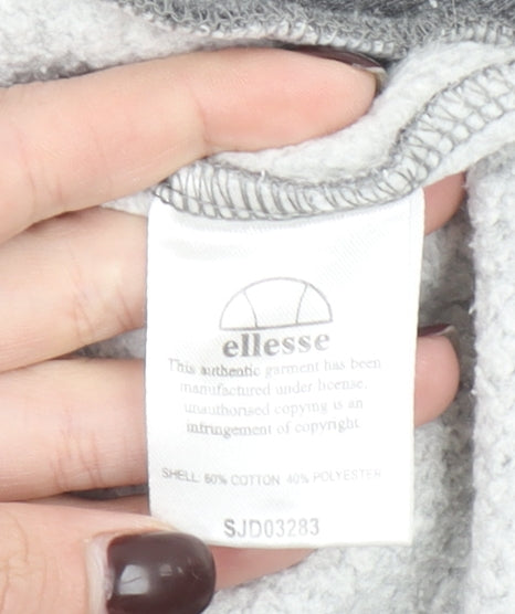 Additional view of Ellesse Women Grey Full Zip Hoodie, size 4, Cotton Blend Sportswear