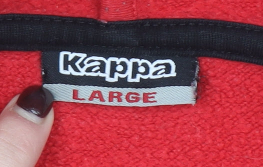 Kappa Mens Red Black Pullover Hoodie Large Logo Sports Sweatshirt