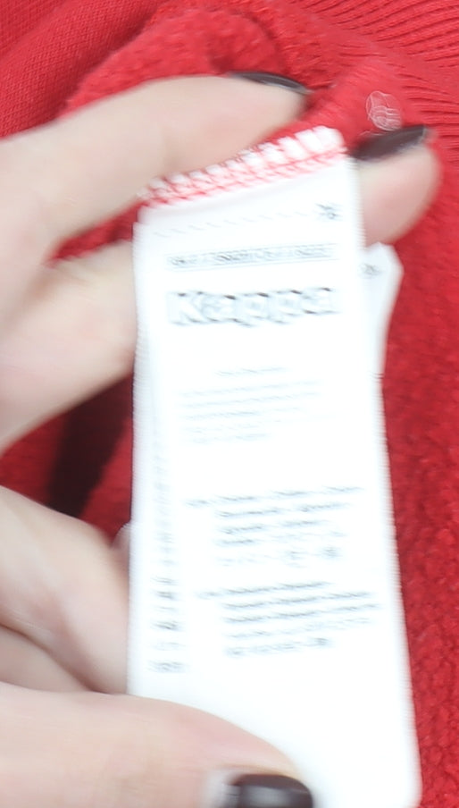 Kappa Mens Red Black Pullover Hoodie Large Logo Sports Sweatshirt