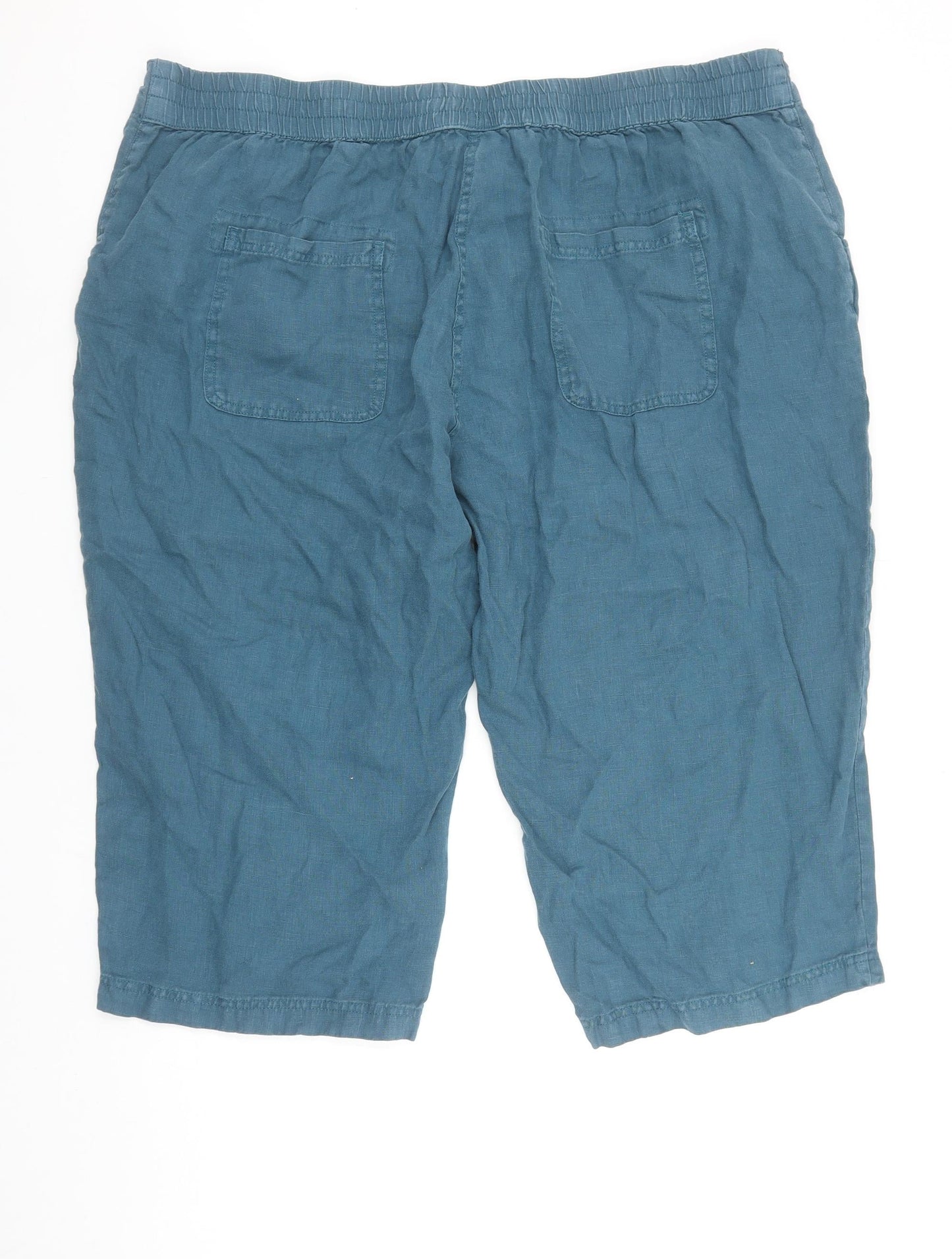 Seasalt Cornwall Women’s Blue Petite Linen Bermuda Shorts UK 22