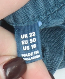 Seasalt Cornwall Women’s Blue Petite Linen Bermuda Shorts UK 22