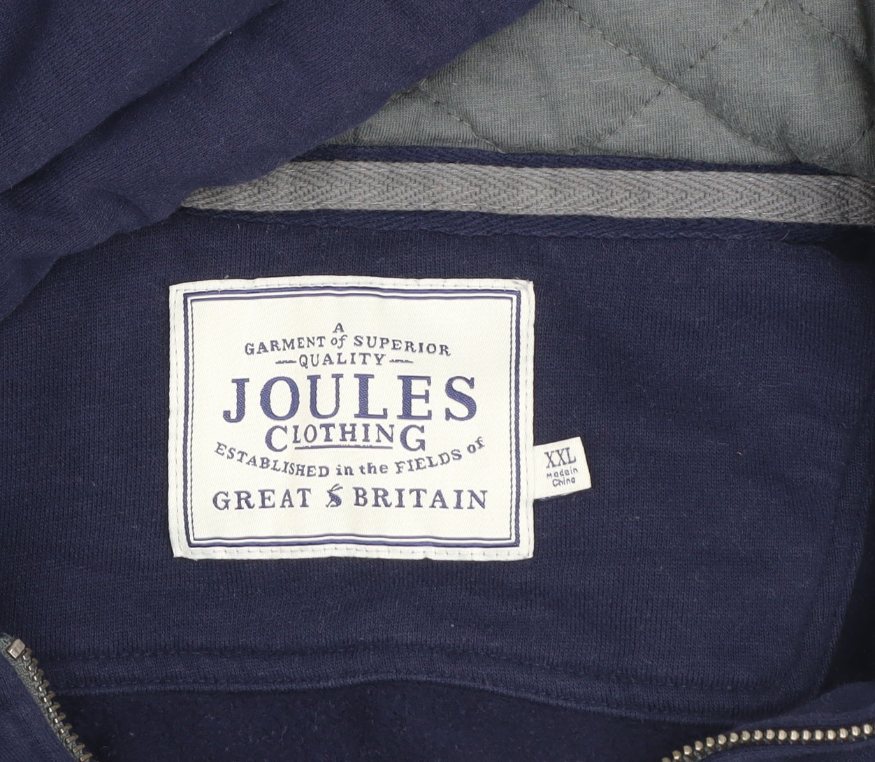 Joules Men's Blue 2XL Hooded Full Zip Lined Jacket