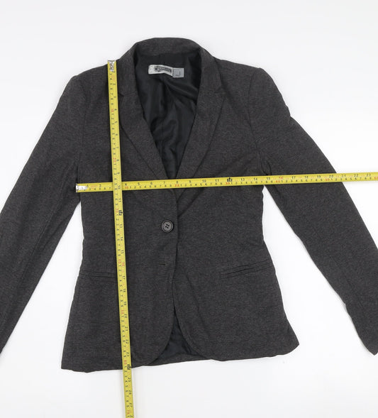 Stradivarius Womens Grey L Slim Fit Single Breasted Blazer Jacket