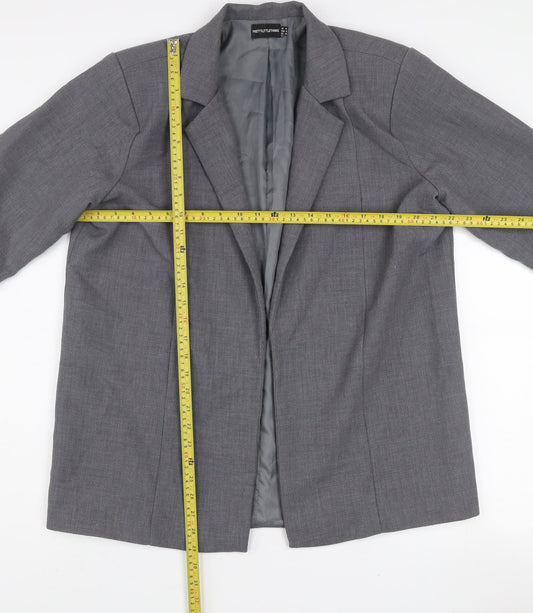 PrettyLittleThing Women Grey Size 8 Single-Breasted Blazer Jacket