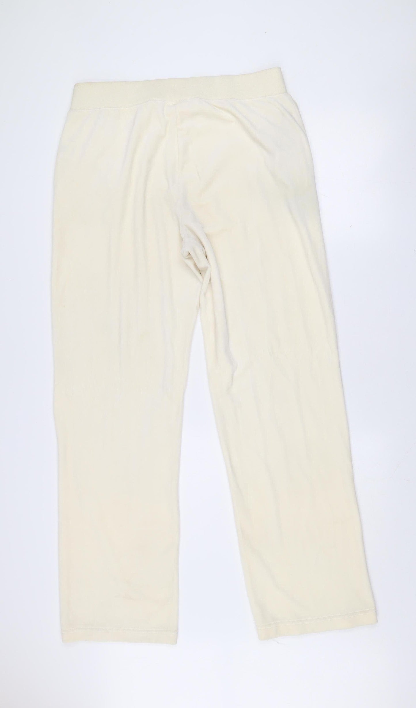 Juicy Couture Women Ivory Velour Sweatpants XL Elastic Waist Trousers