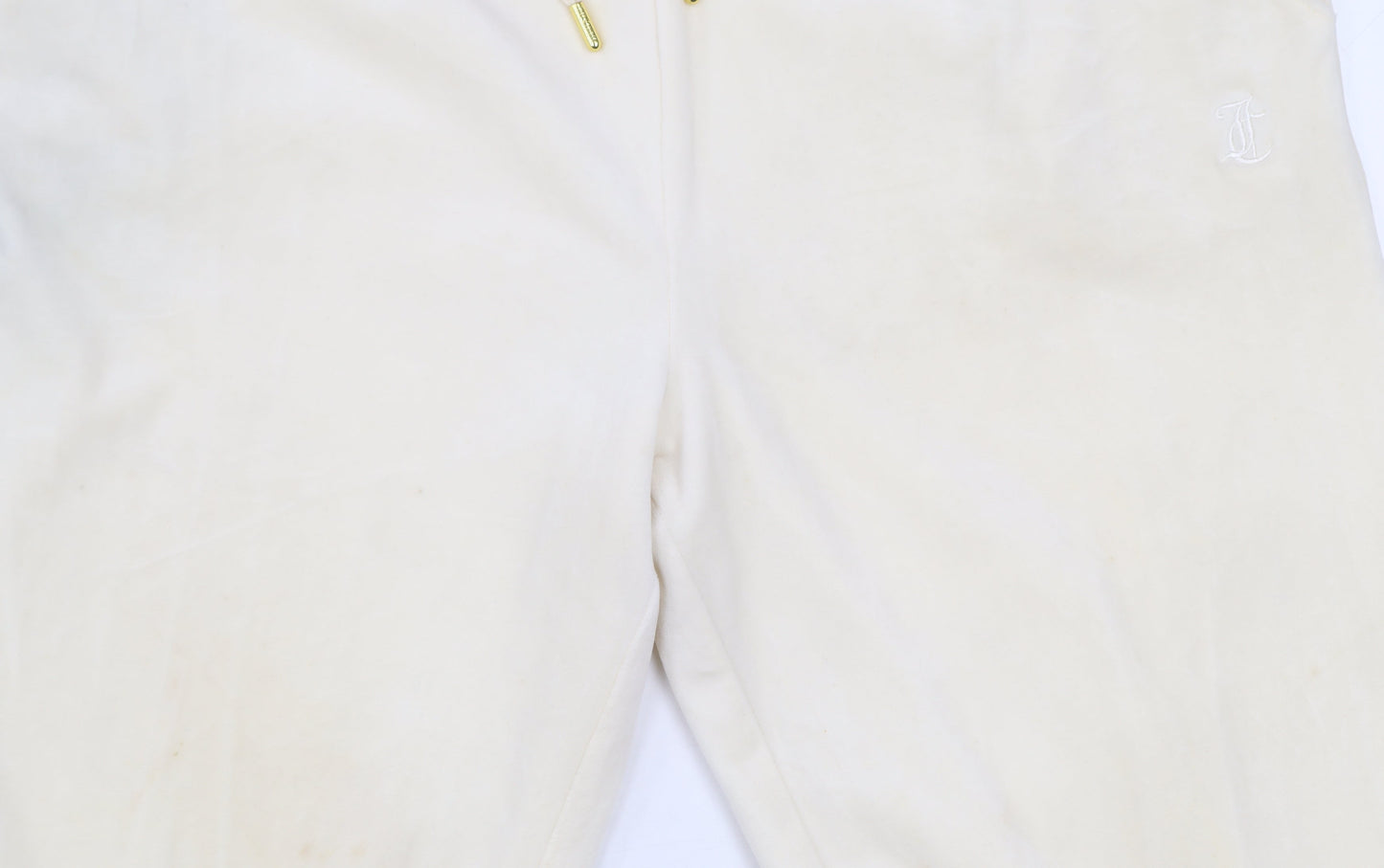 Juicy Couture Women Ivory Velour Sweatpants XL Elastic Waist Trousers