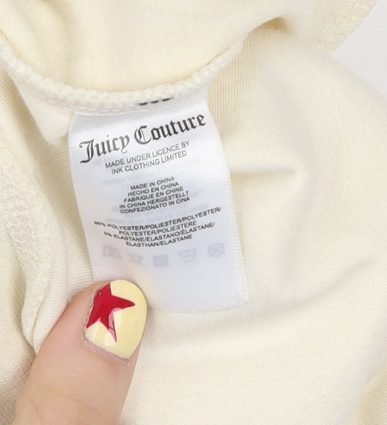 Juicy Couture Women Ivory Velour Sweatpants XL Elastic Waist Trousers
