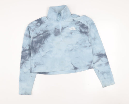 The North Face Women's Blue Tie Dye 1/4 Zip Fleece Sweatshirt M